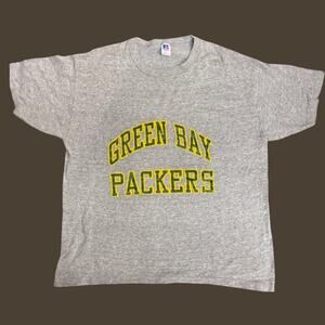 Vintage 1990s Green By Packers Russell Athletic T-shirt Heather Gray M Spellout